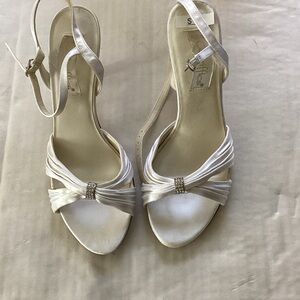 Touch Ups Ivory Satin Heels with Sparkling Detail